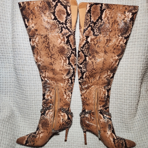 Jessica Simpson Shoes - Jessica Simpson Ammira2 Tan Snakeskin Over-the-Knee Boots
